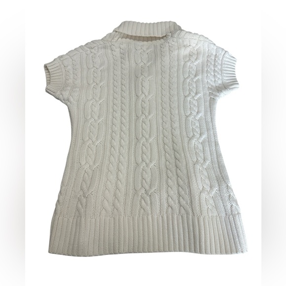 Maddison cable knit two button closure sleeveless sweater, ecru, sz M - Picture 13 of 14